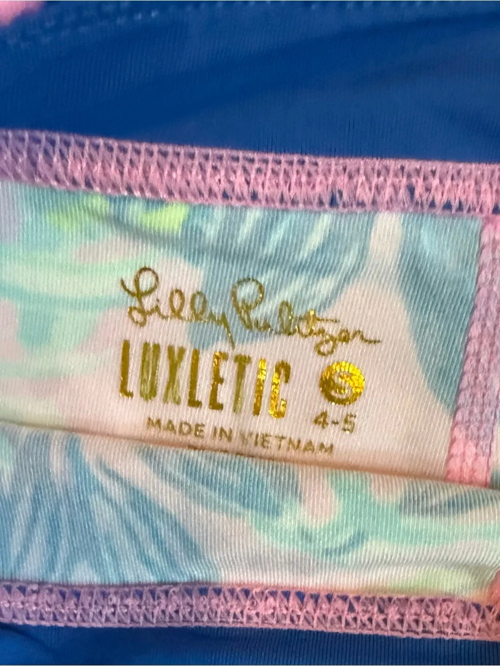 Lilly Pulitzer Pink Floral Leggings with Blue Leaf Print
